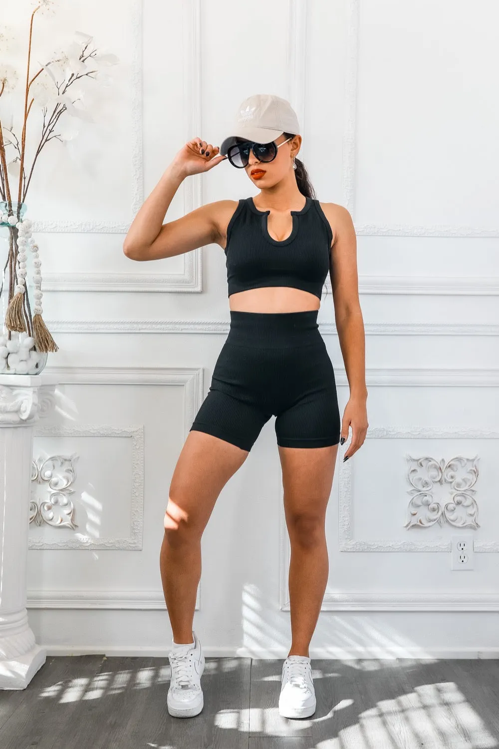 Next Level Ribbed Snatched Active Wear Shorts Set - High Quality Fabric, Body Contouring, Perfect for Workouts and Yoga