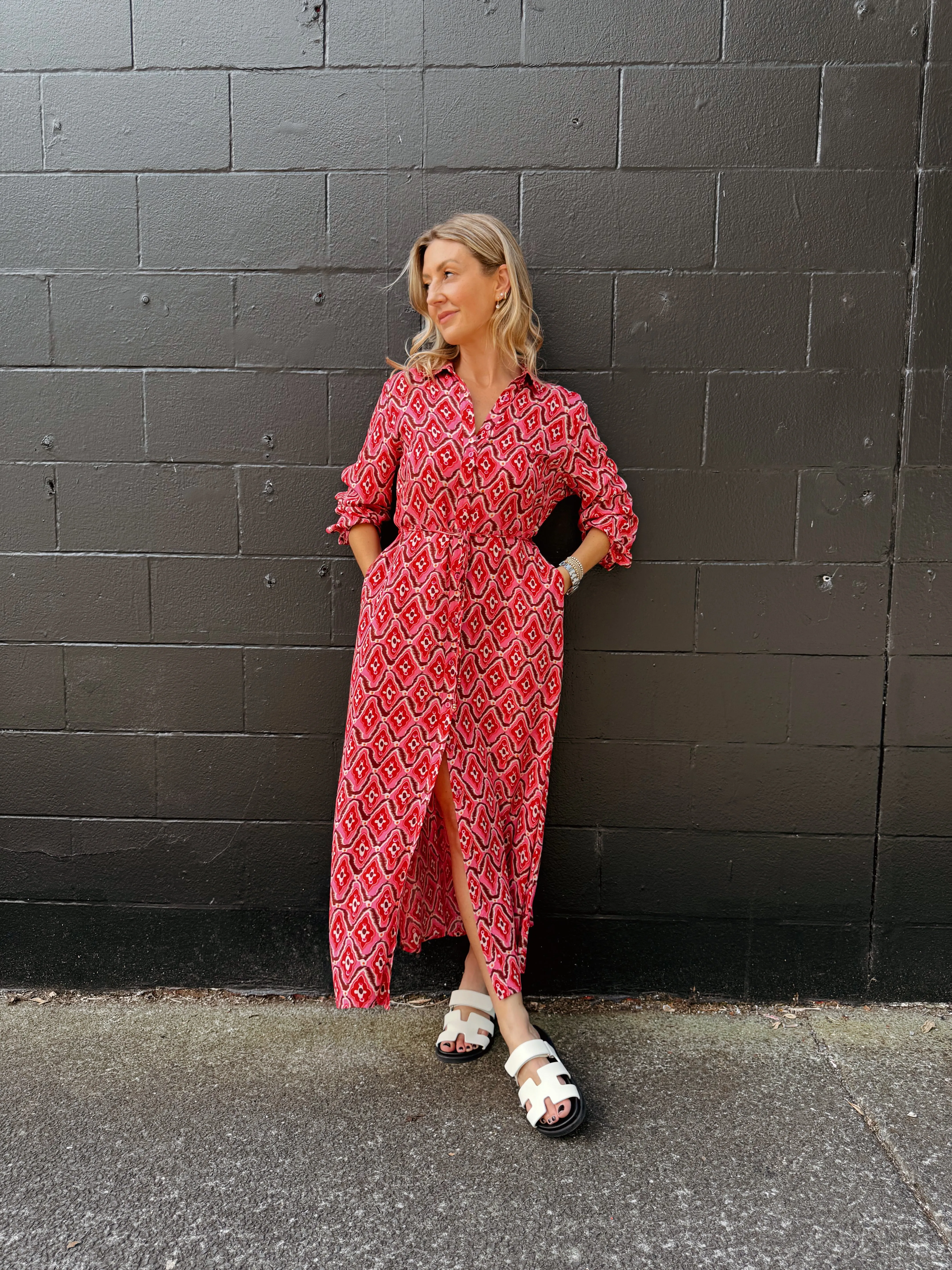 Nicola Dress | Pink Ikat