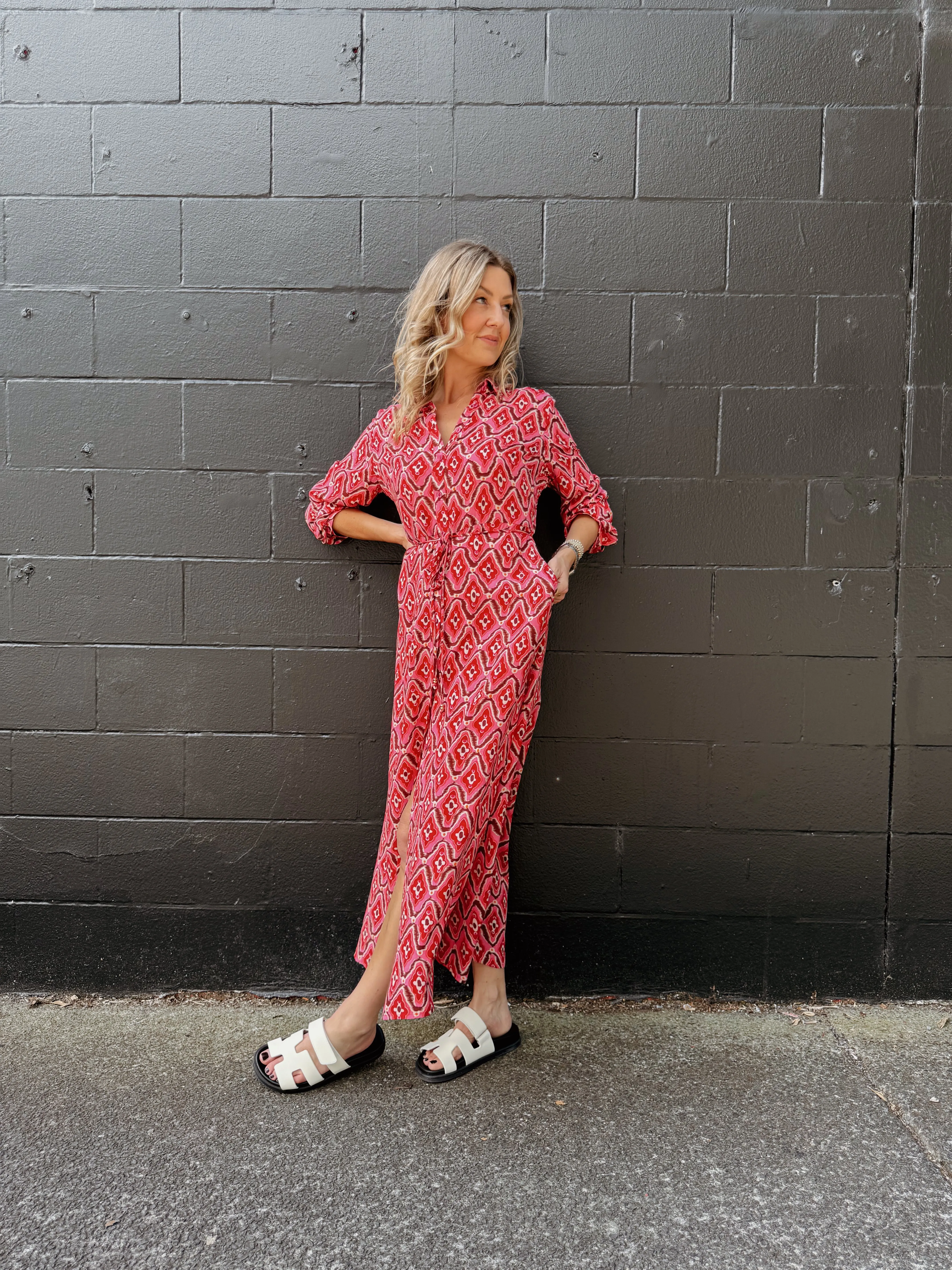 Nicola Dress | Pink Ikat