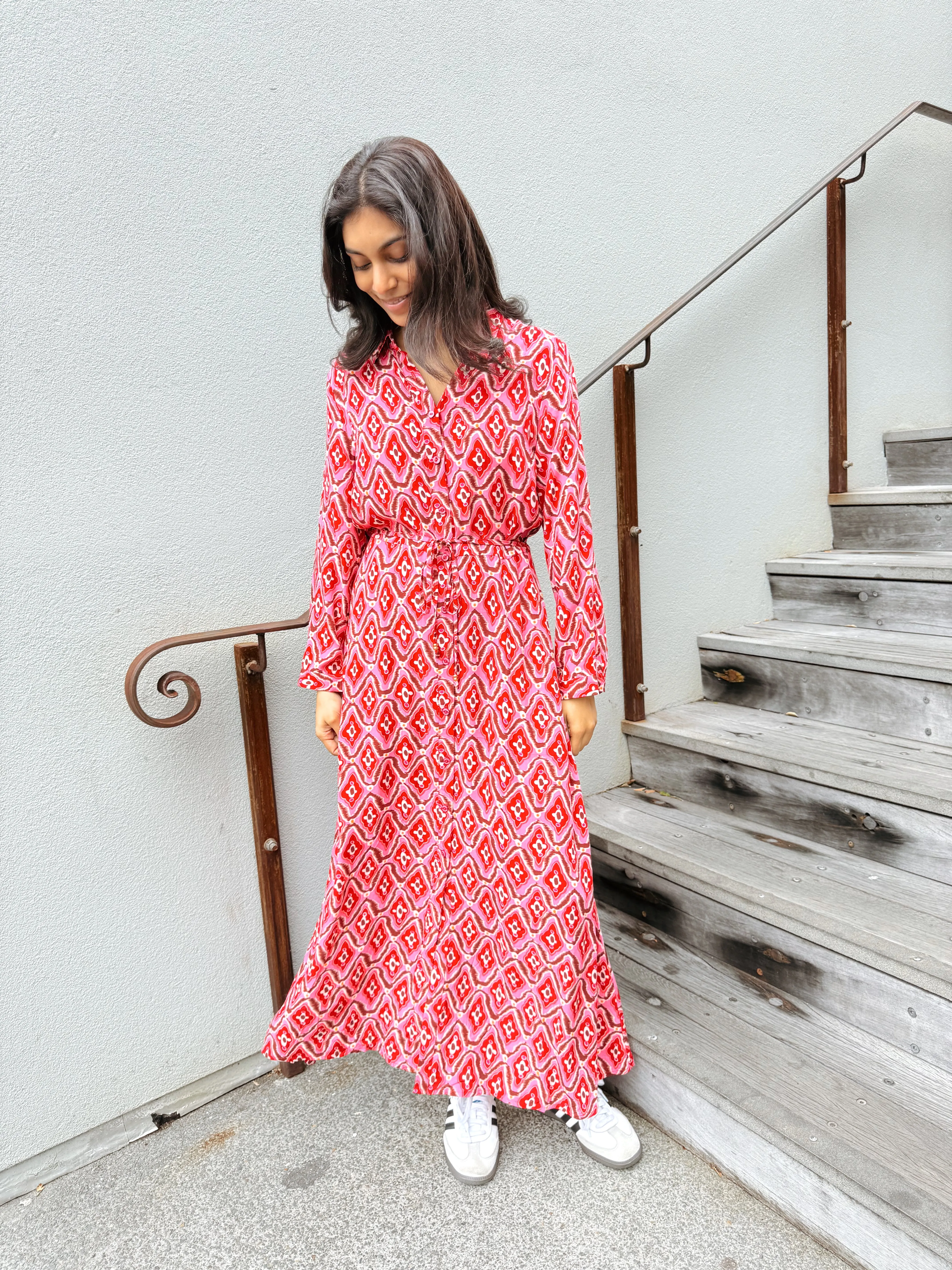 Nicola Dress | Pink Ikat