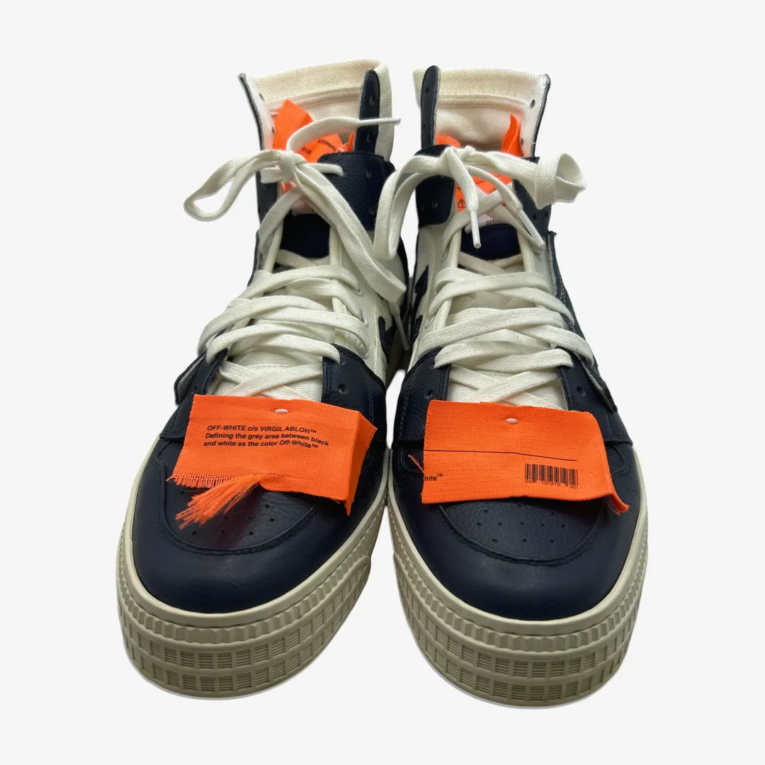 Off-White men's black and white leather high-top "3.0 Off-Court" sneakers