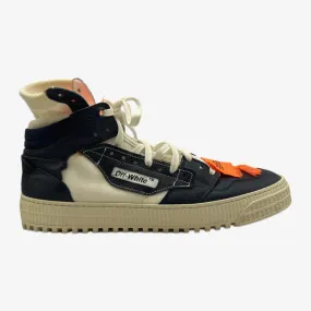 Off-White men's black and white leather high-top "3.0 Off-Court" sneakers