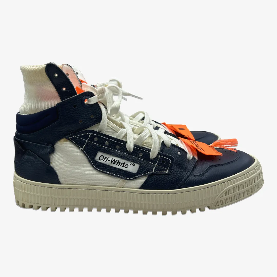 Off-White men's black and white leather high-top "3.0 Off-Court" sneakers