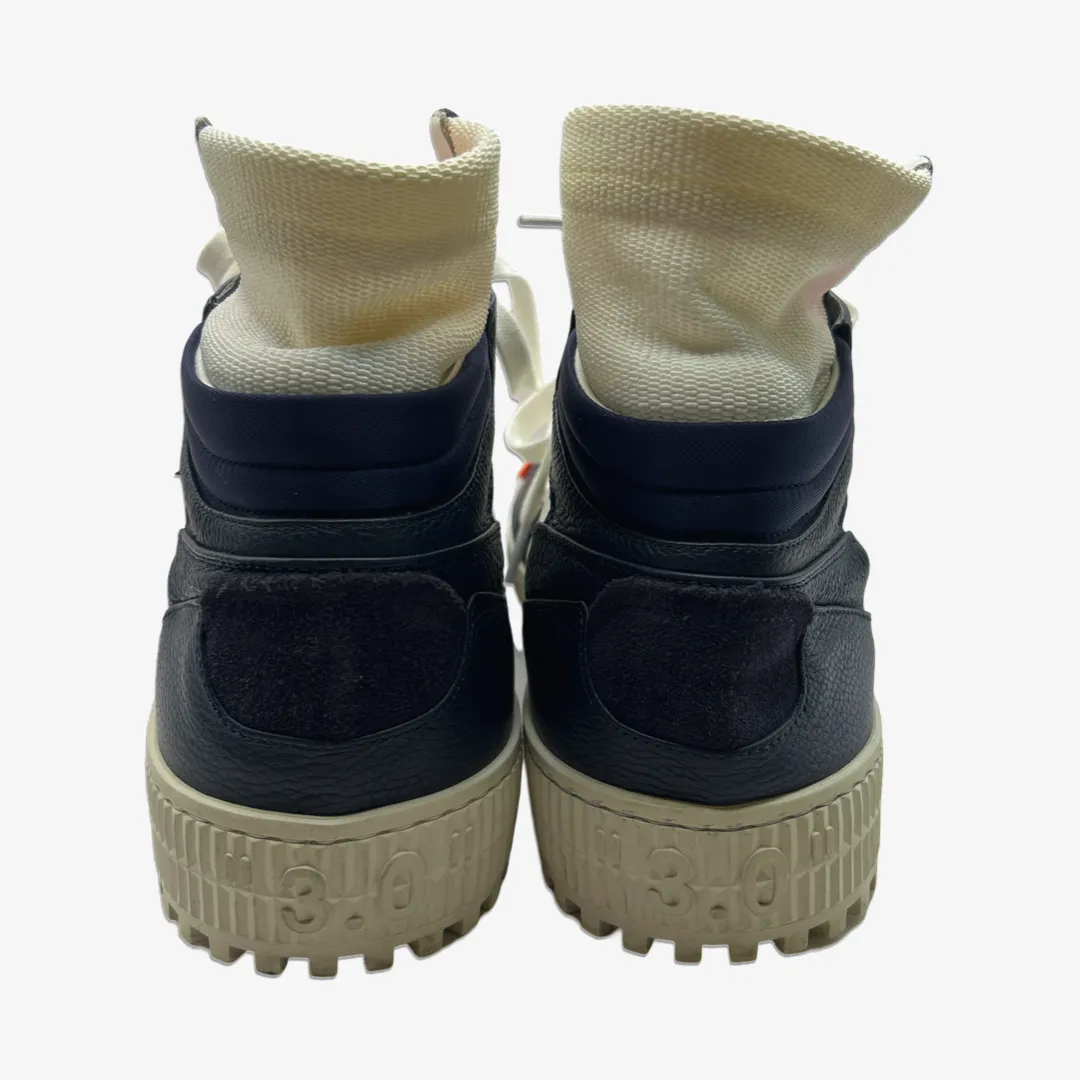 Off-White men's black and white leather high-top "3.0 Off-Court" sneakers
