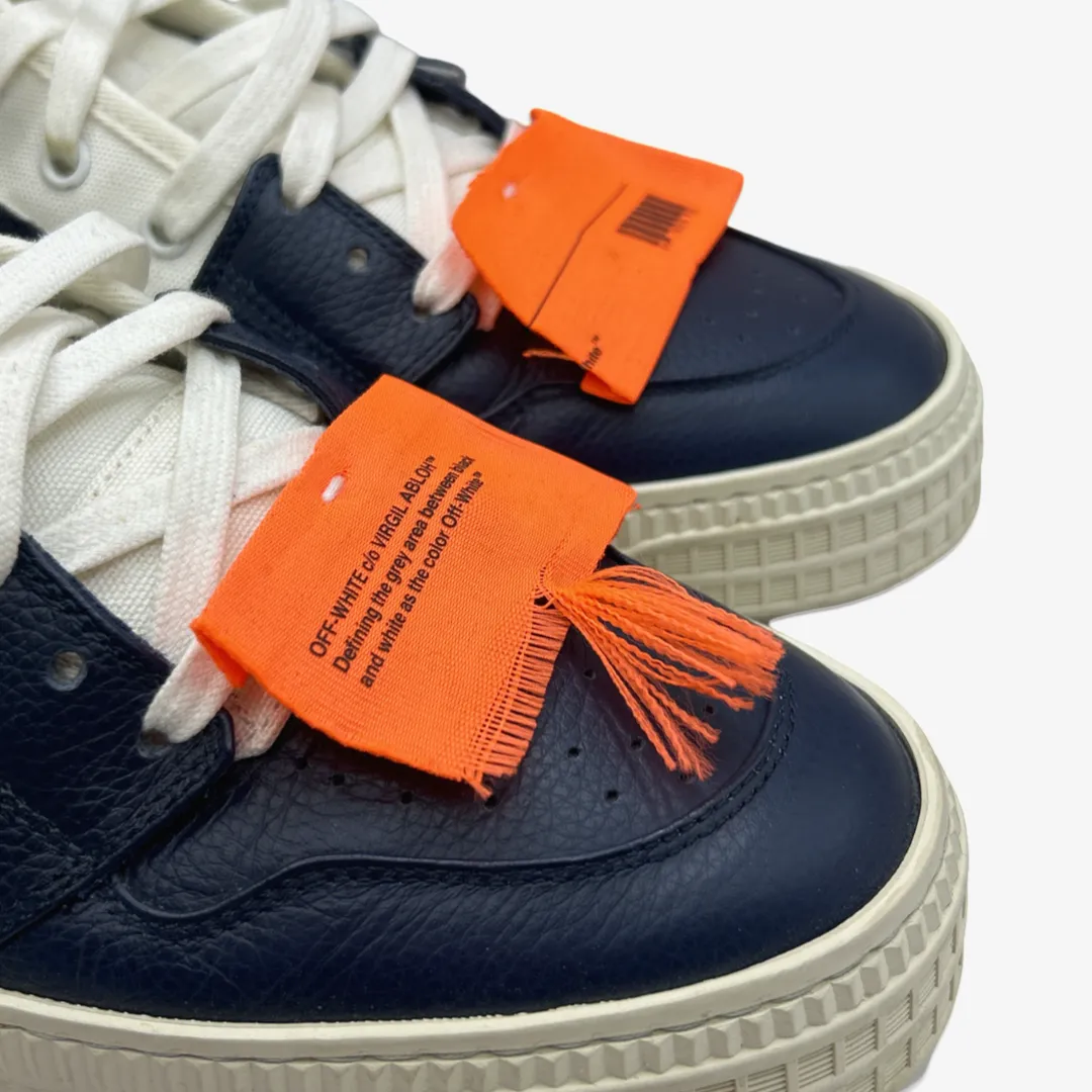 Off-White men's black and white leather high-top "3.0 Off-Court" sneakers