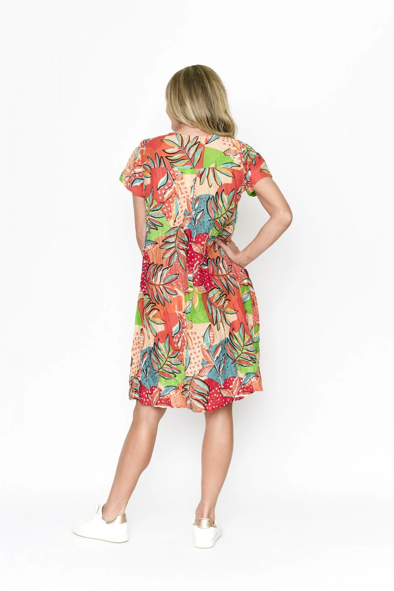 One Summer Nicola Dress Cap Sleeve Dress Orange Floral 8