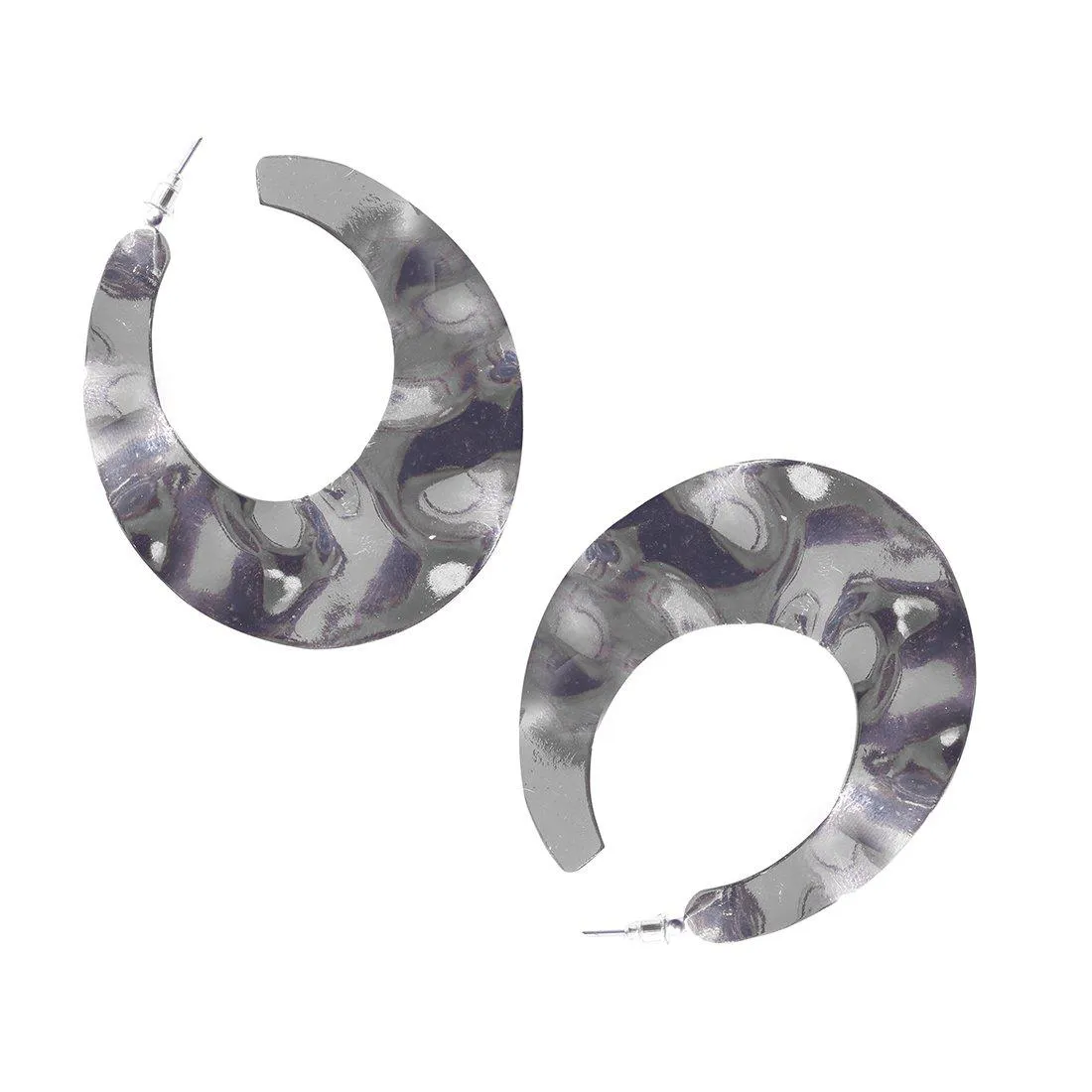 OVERSIZED CHUNKY HAMMERED STATEMENT HOOP EARRINGS