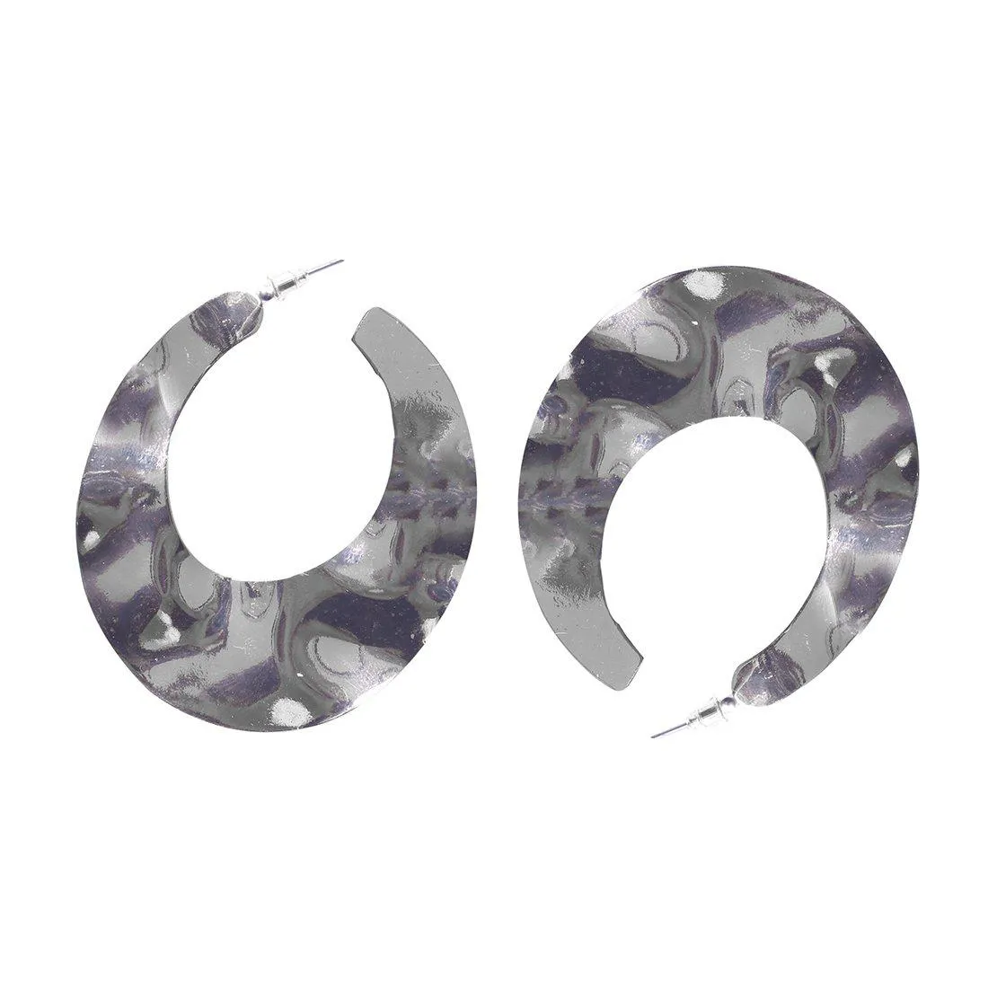 OVERSIZED CHUNKY HAMMERED STATEMENT HOOP EARRINGS