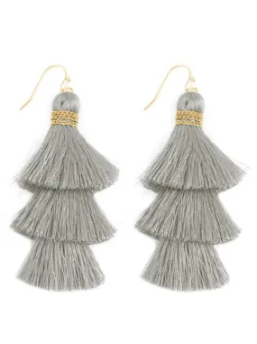 Party of Three Tassel Earrings - Grey