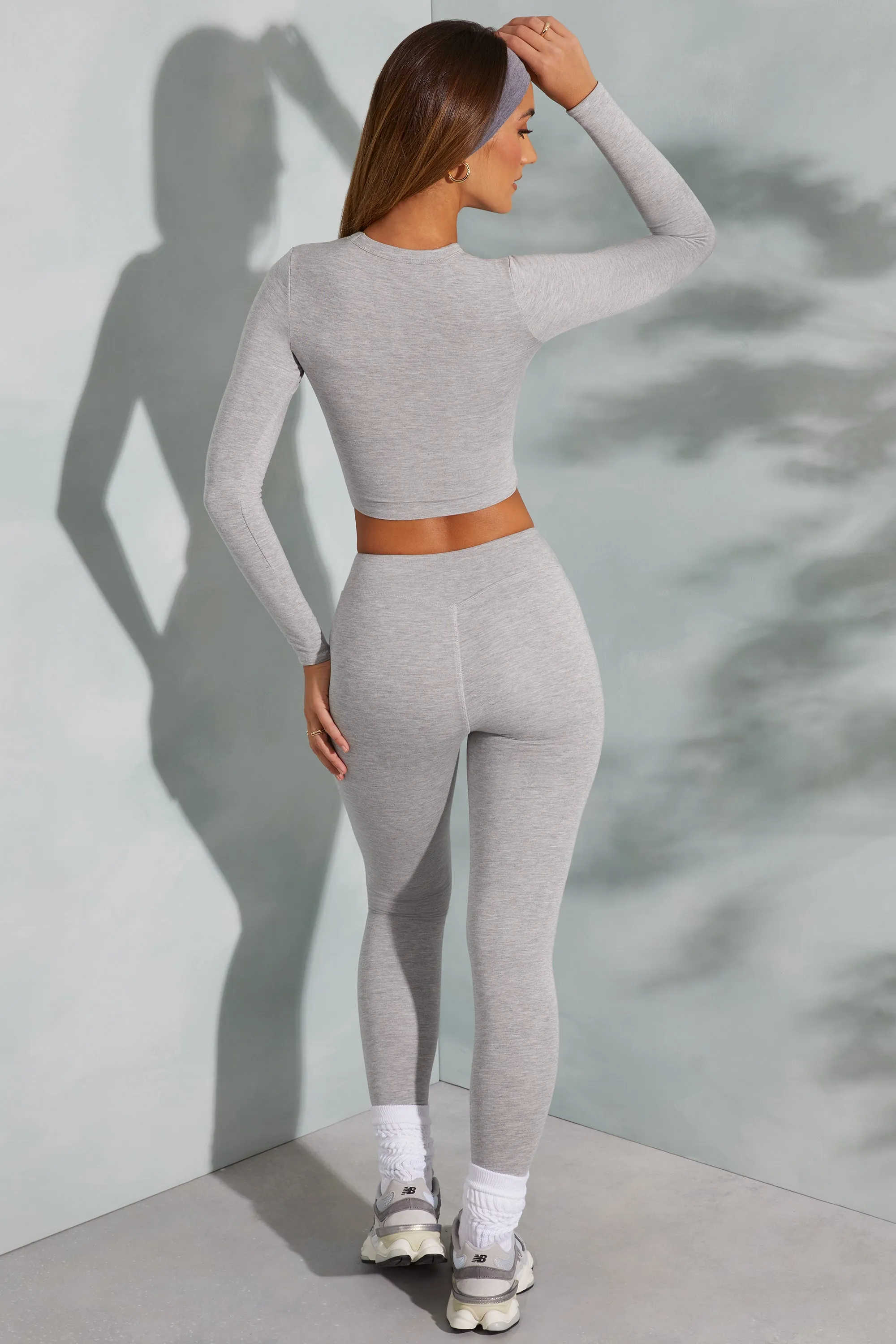 Petite High Waist Leggings in Marled Grey