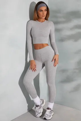 Petite High Waist Leggings in Marled Grey