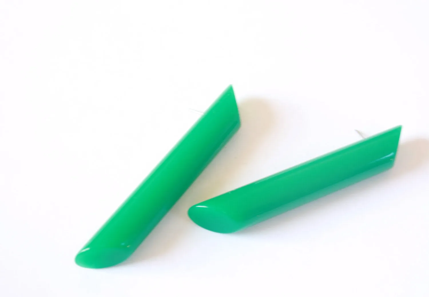 Petrol Green Couture Mega Stick Stud Statement Earrings