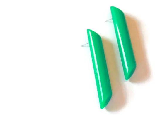 Petrol Green Couture Mega Stick Stud Statement Earrings