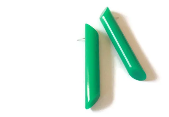 Petrol Green Couture Mega Stick Stud Statement Earrings