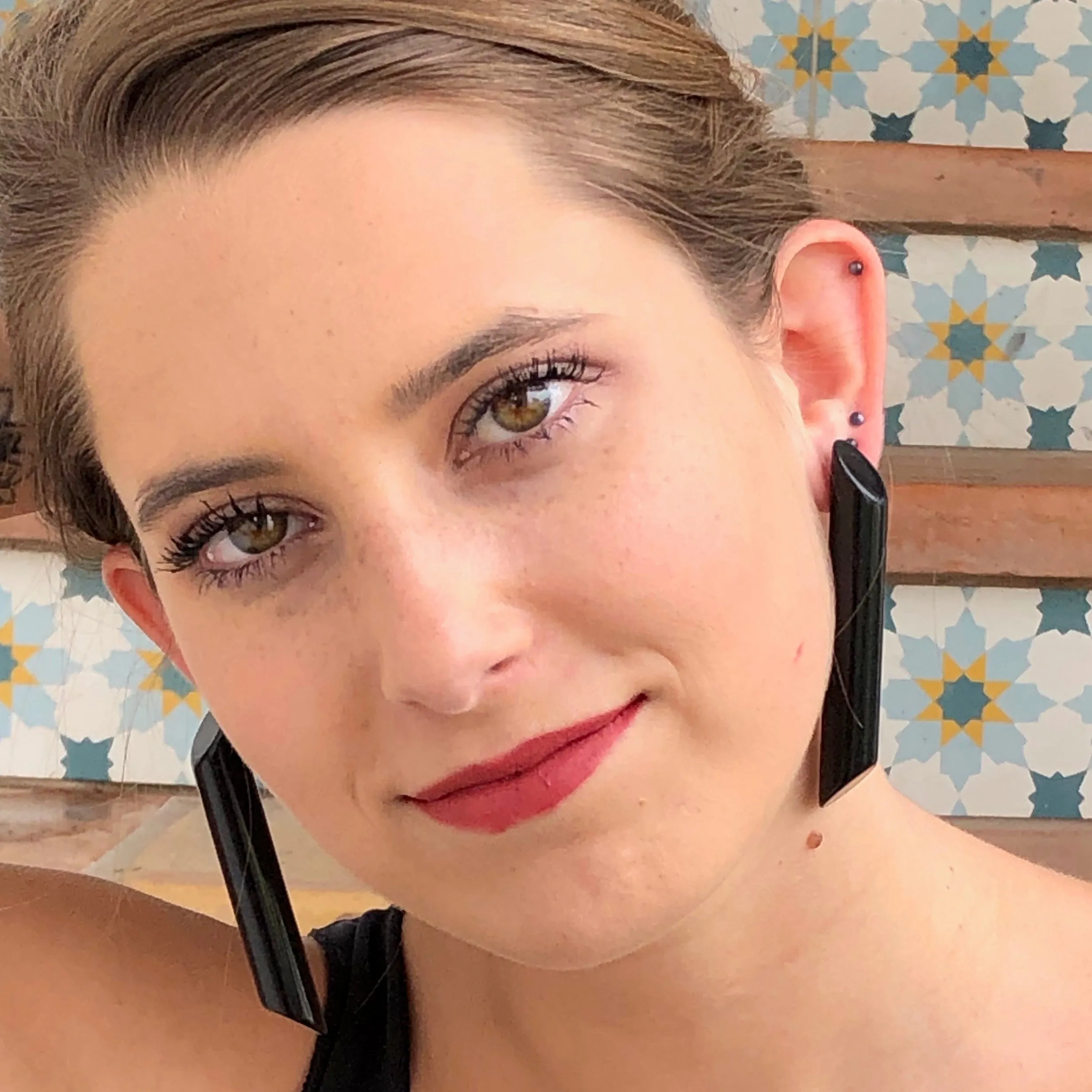 Petrol Green Couture Mega Stick Stud Statement Earrings