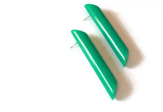 Petrol Green Couture Mega Stick Stud Statement Earrings
