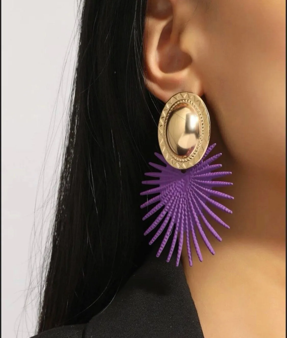 Purple Spear Statement Earrings
