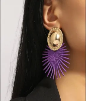 Purple Spear Statement Earrings