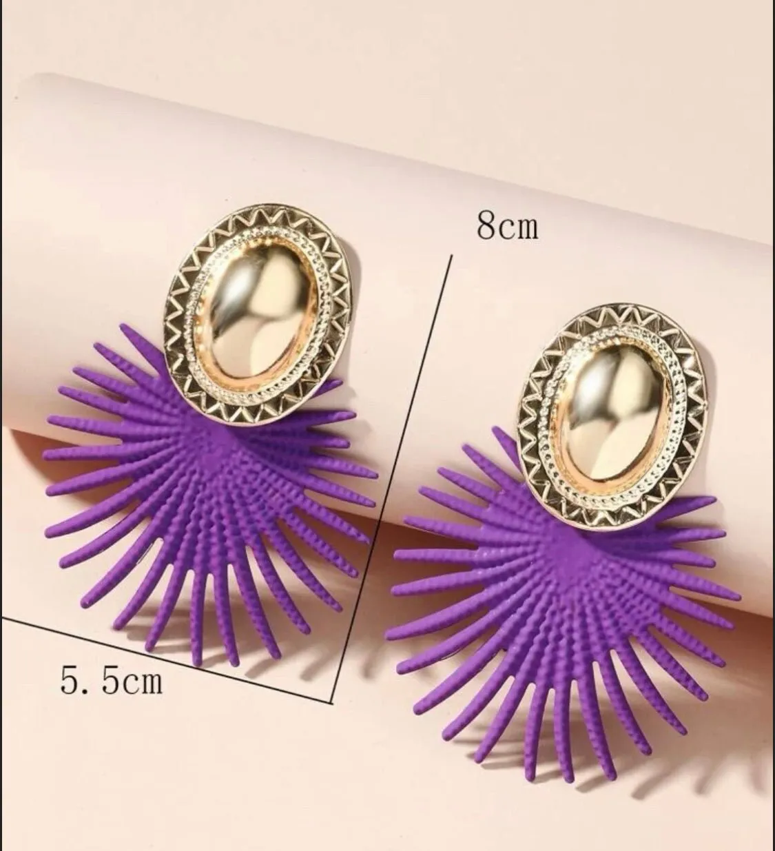 Purple Spear Statement Earrings