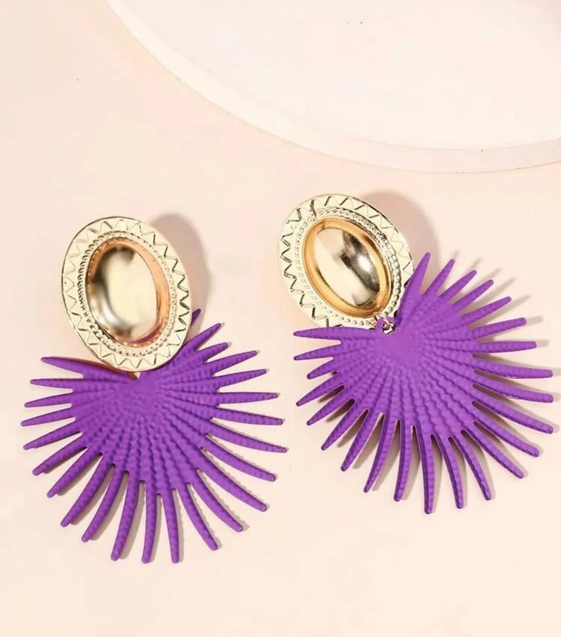 Purple Spear Statement Earrings