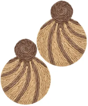 Raffia Line Pattern Round Earrings