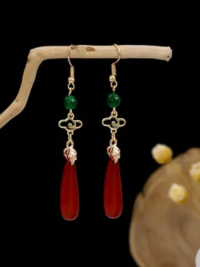 Retro Red Teardrop Earrings