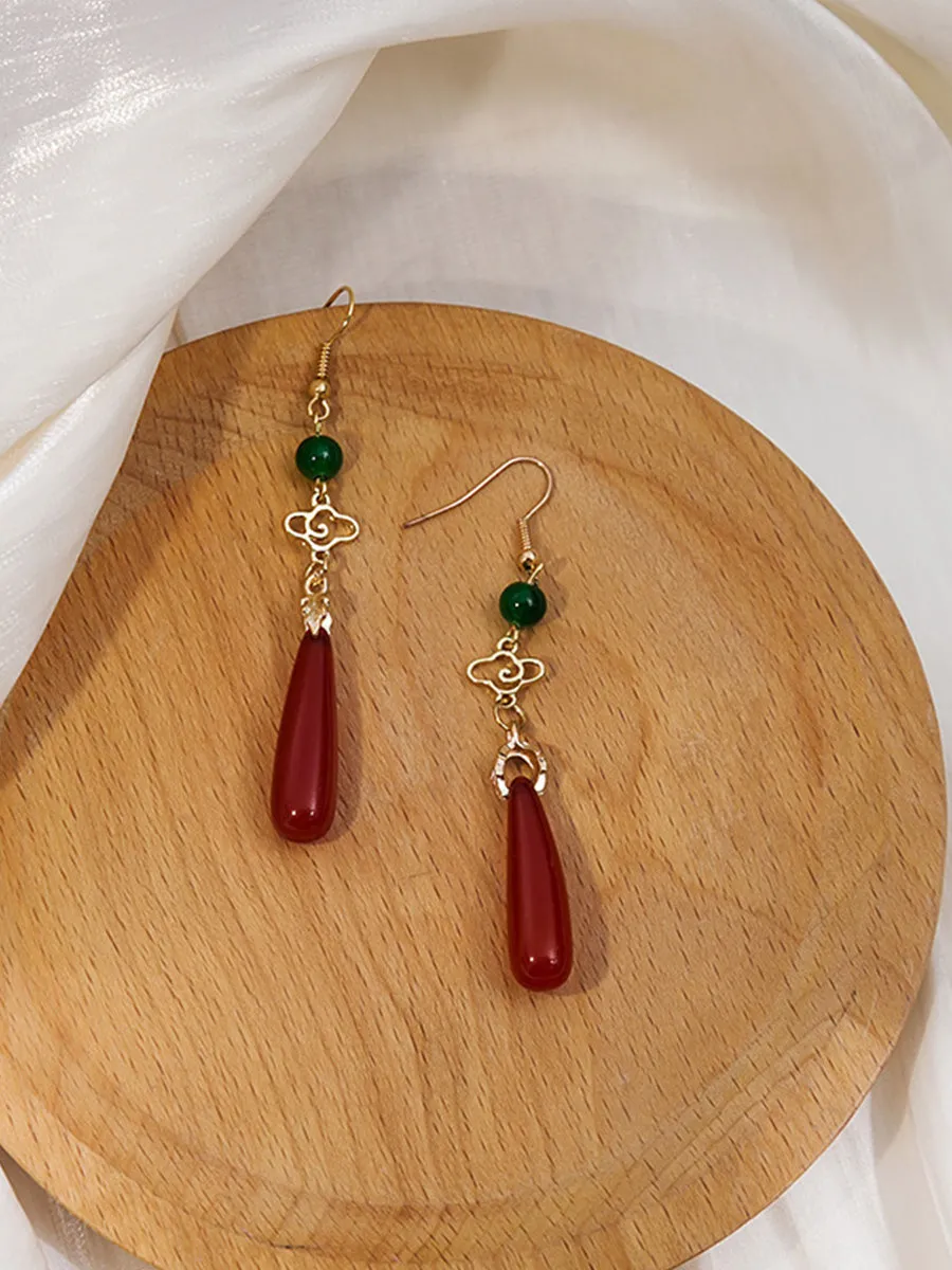 Retro Red Teardrop Earrings