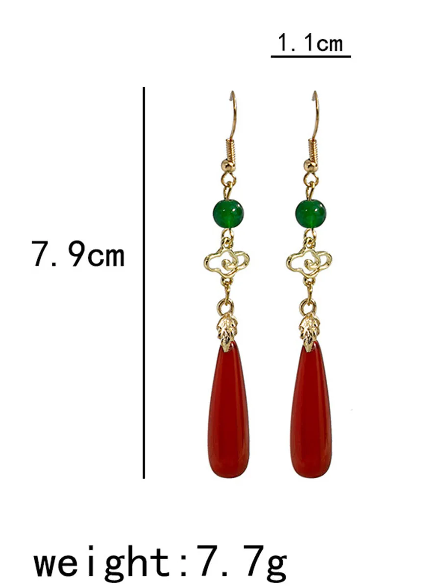 Retro Red Teardrop Earrings