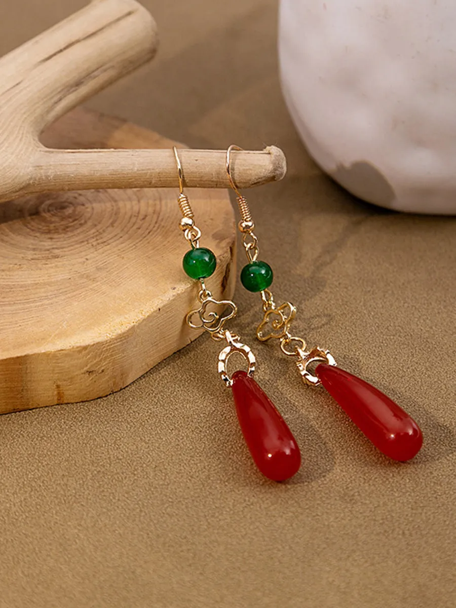 Retro Red Teardrop Earrings