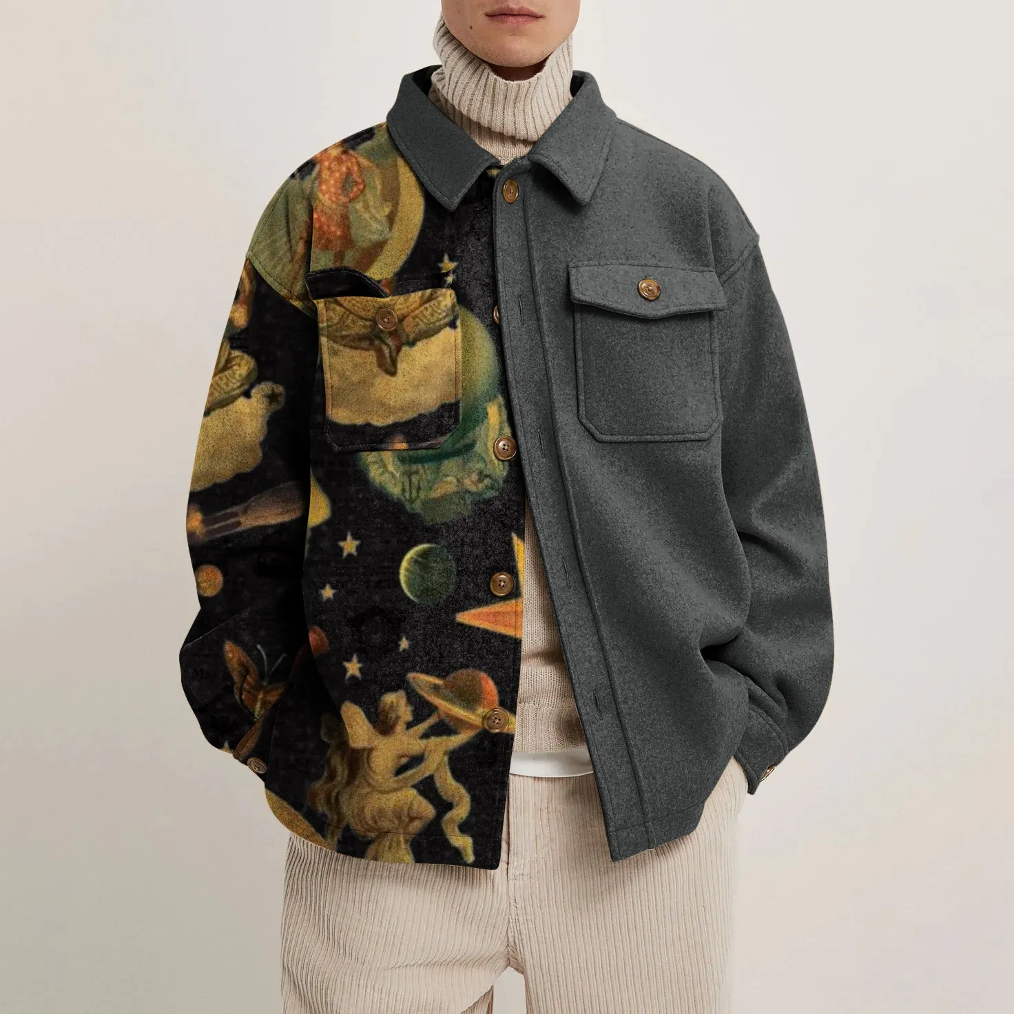 Retro street stitching contrast jacket jacket