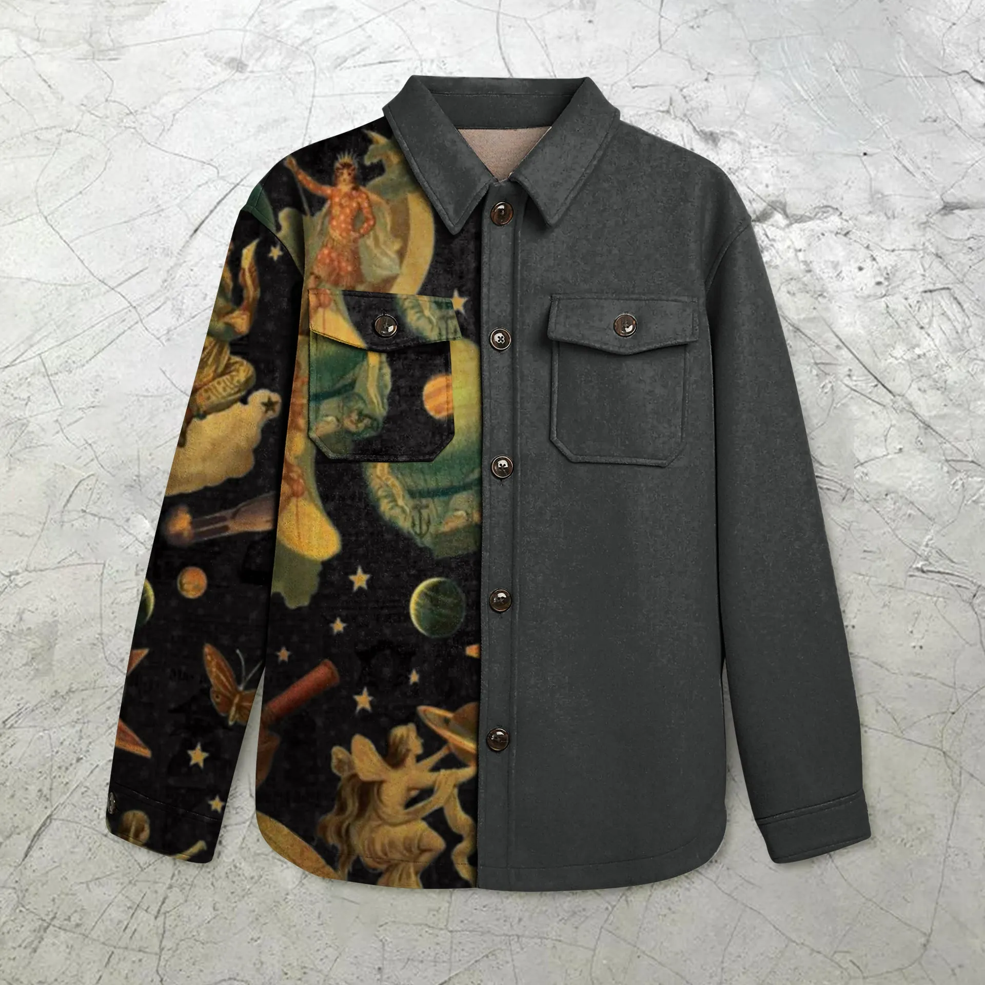 Retro street stitching contrast jacket jacket
