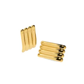 RIBBED RECTANGLE GOLDEN EARRINGS