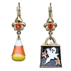 Ritzy Couture "Candy Corn & Trick or Treat" Halloween Multi Charm Earrings (Goldtone)