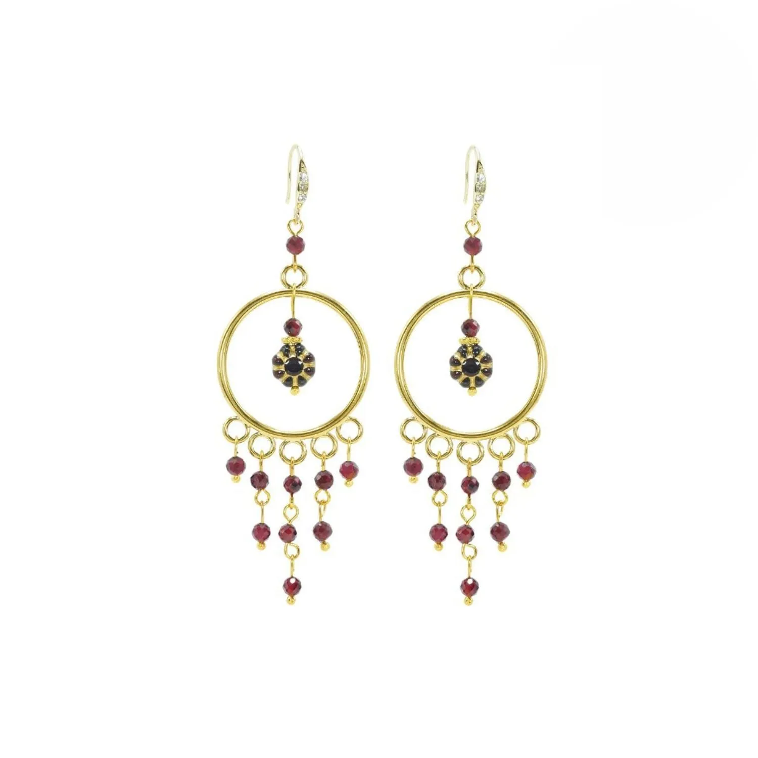 Rosie Fox Red Garnet Large Belle Chandelier Earrings
