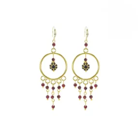 Rosie Fox Red Garnet Large Belle Chandelier Earrings