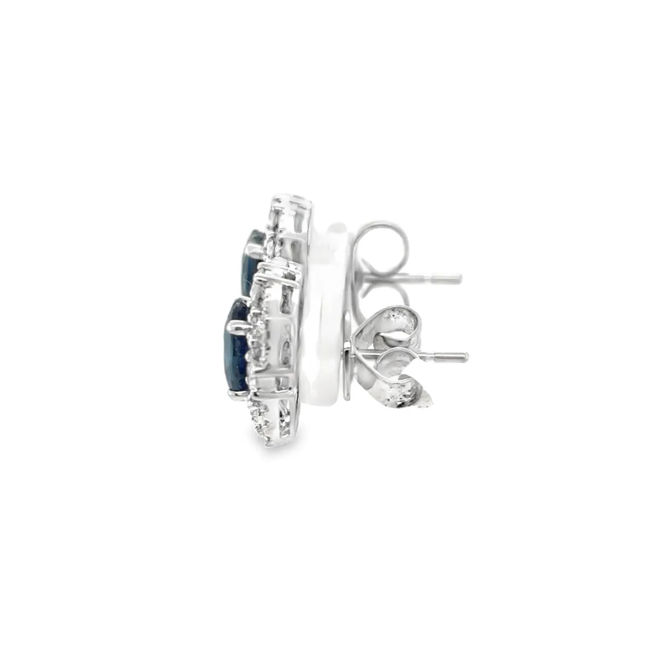 Sapphire and Double Halo Diamond Earrings