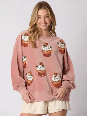 Sassy Sweet Sequin Pumpkin Cupcake Sweatshirt