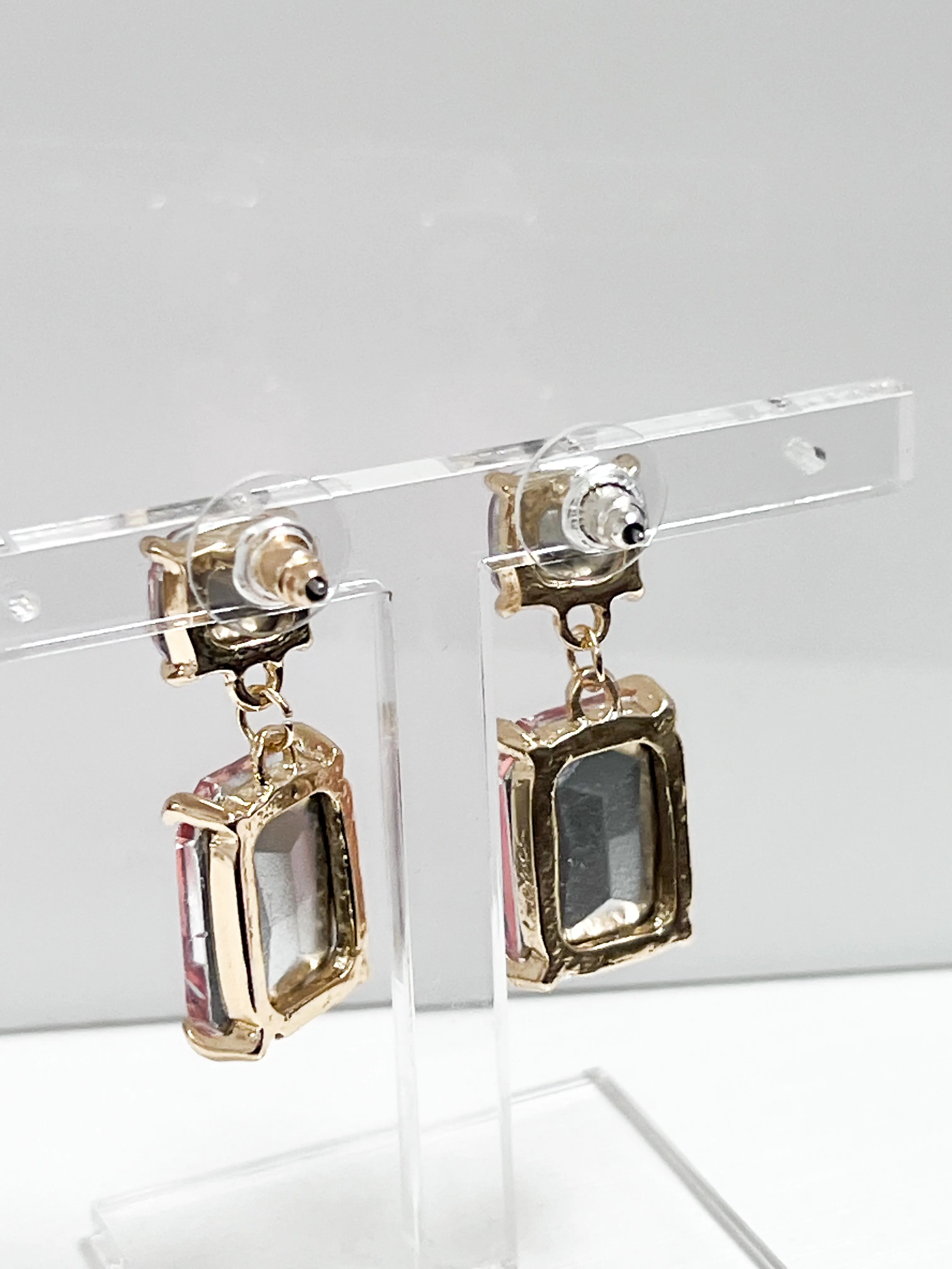 Shirley - Rhinestone Statement Earrings (Pink)