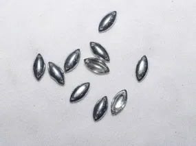 Silver Matte Eye Glass Stones- 14x10 mm