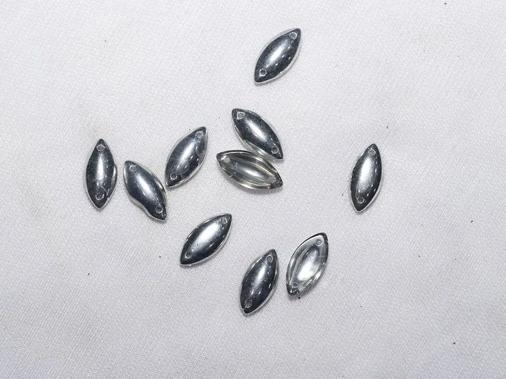 Silver Matte Eye Glass Stones- 14x10 mm