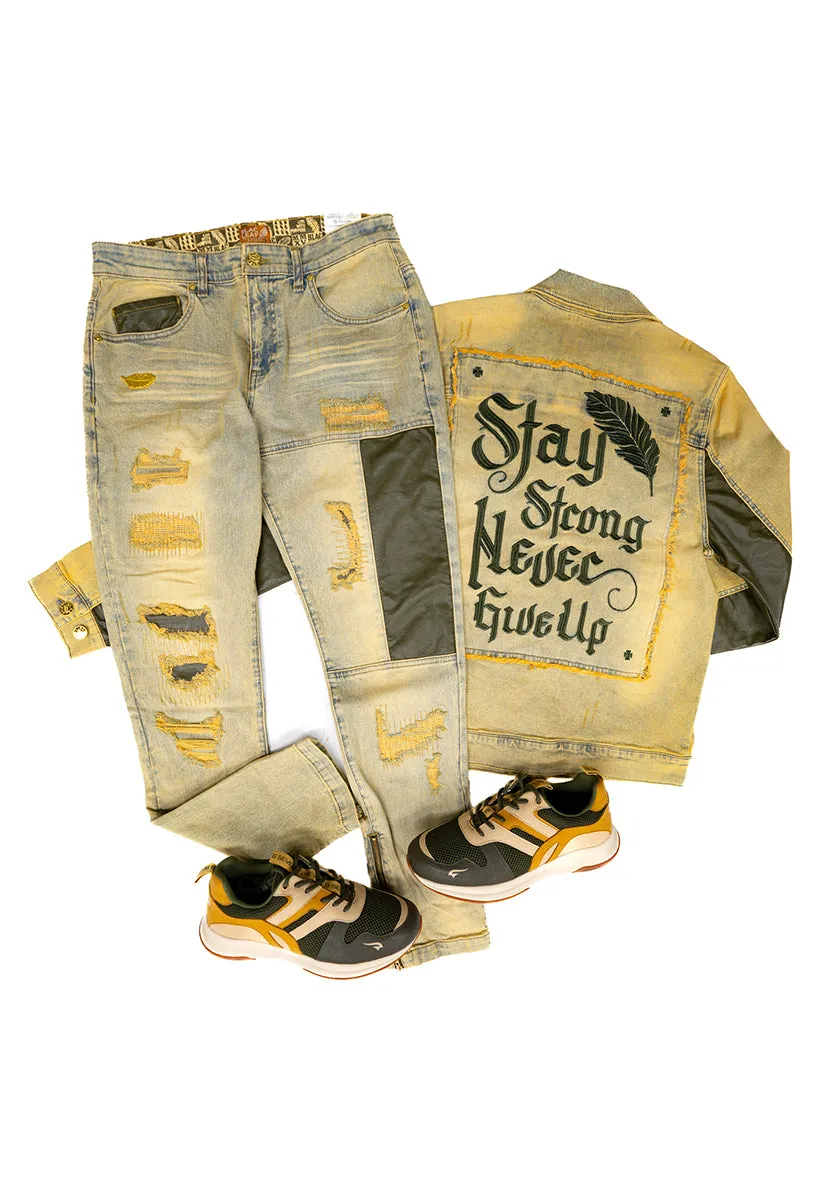 Stay Strong Denim Jacket, Denim Jeans, Dad Hat: Big & Tall Bundle (Sneakers Not Included)