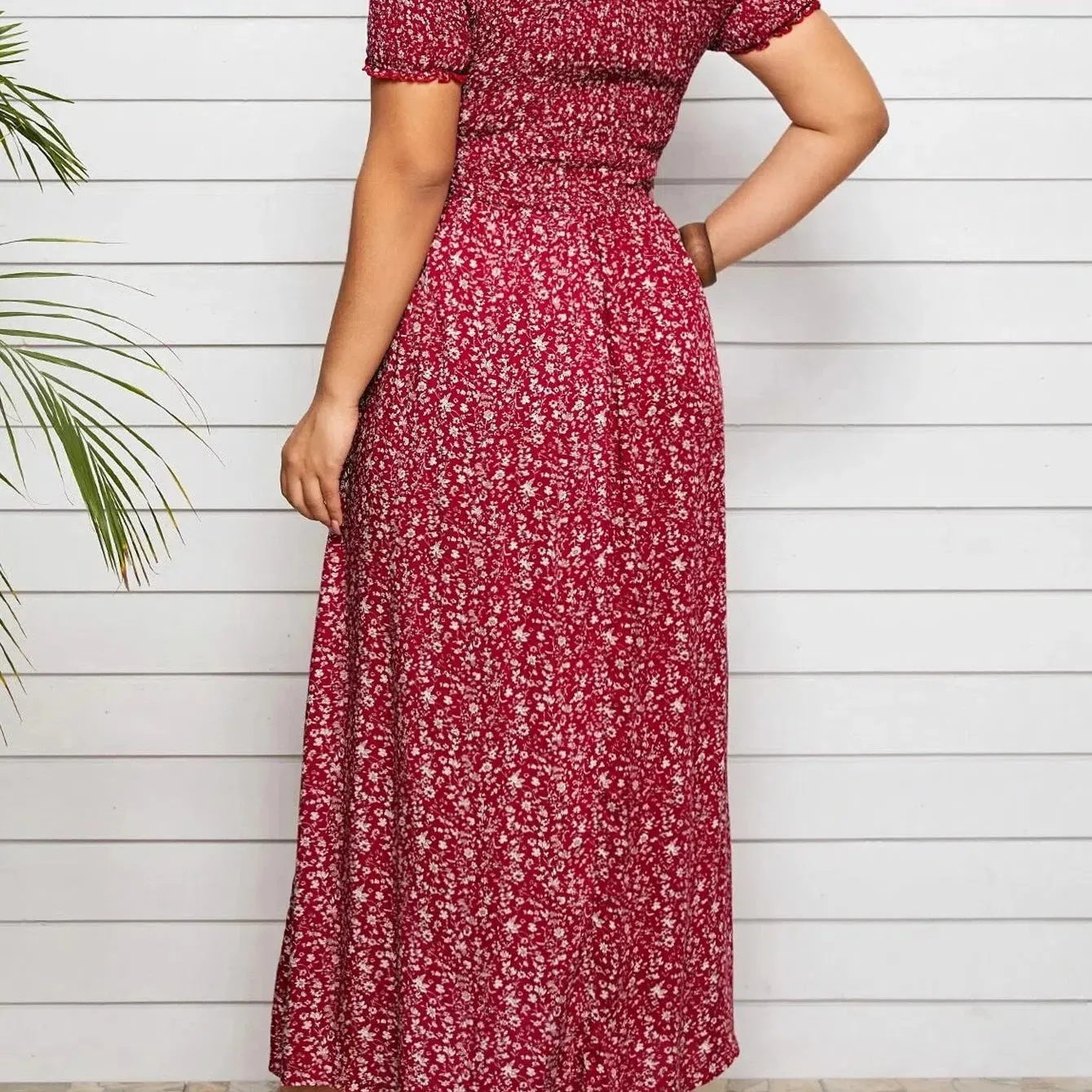 Summer Women's Boho Floral Print Off Shoulder A Line Dress XXXL 4XL