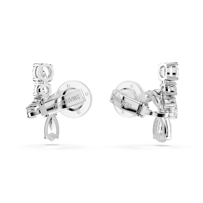 Swarovski Matrix. Mixed Cuts Clip On Earrings, Rhodium Plated