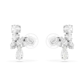Swarovski Matrix. Mixed Cuts Clip On Earrings, Rhodium Plated