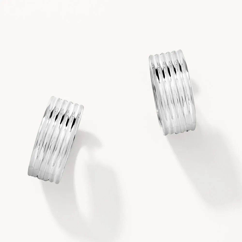 Textured Hoop Earrings in Silver