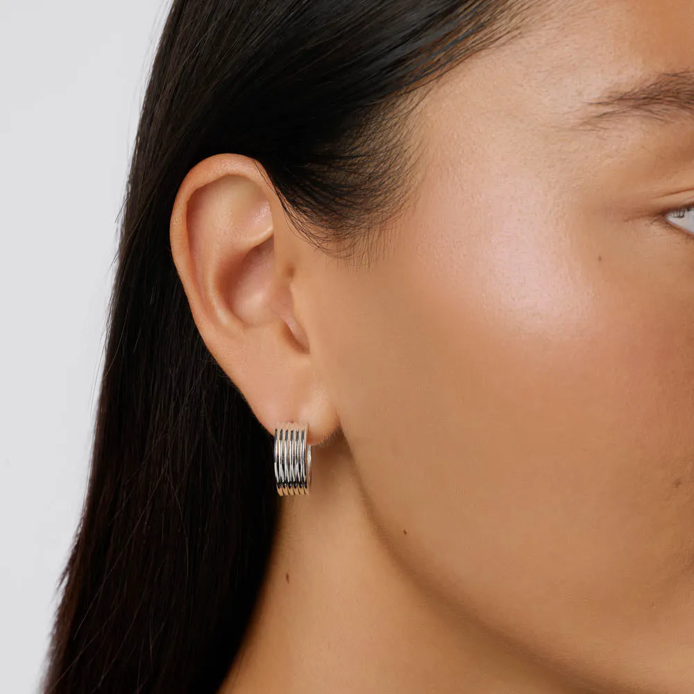 Textured Hoop Earrings in Silver