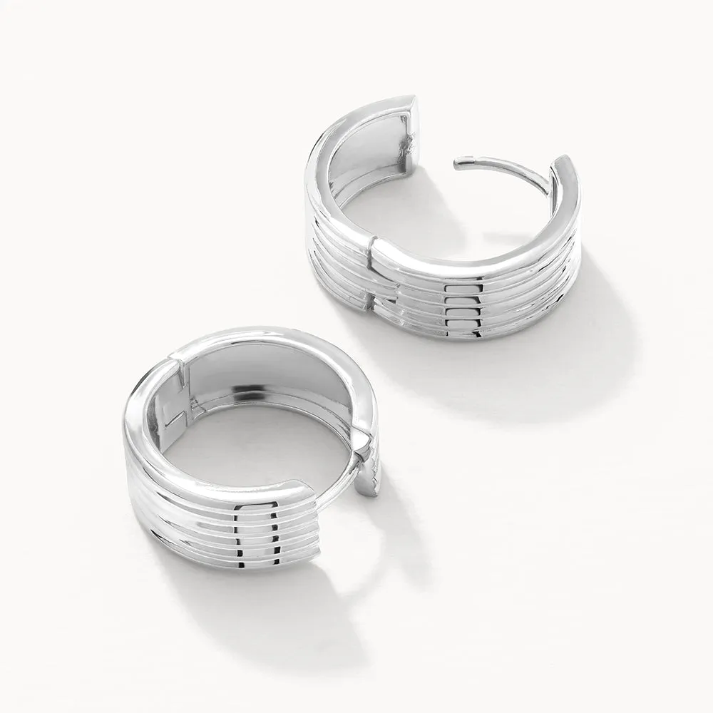 Textured Hoop Earrings in Silver