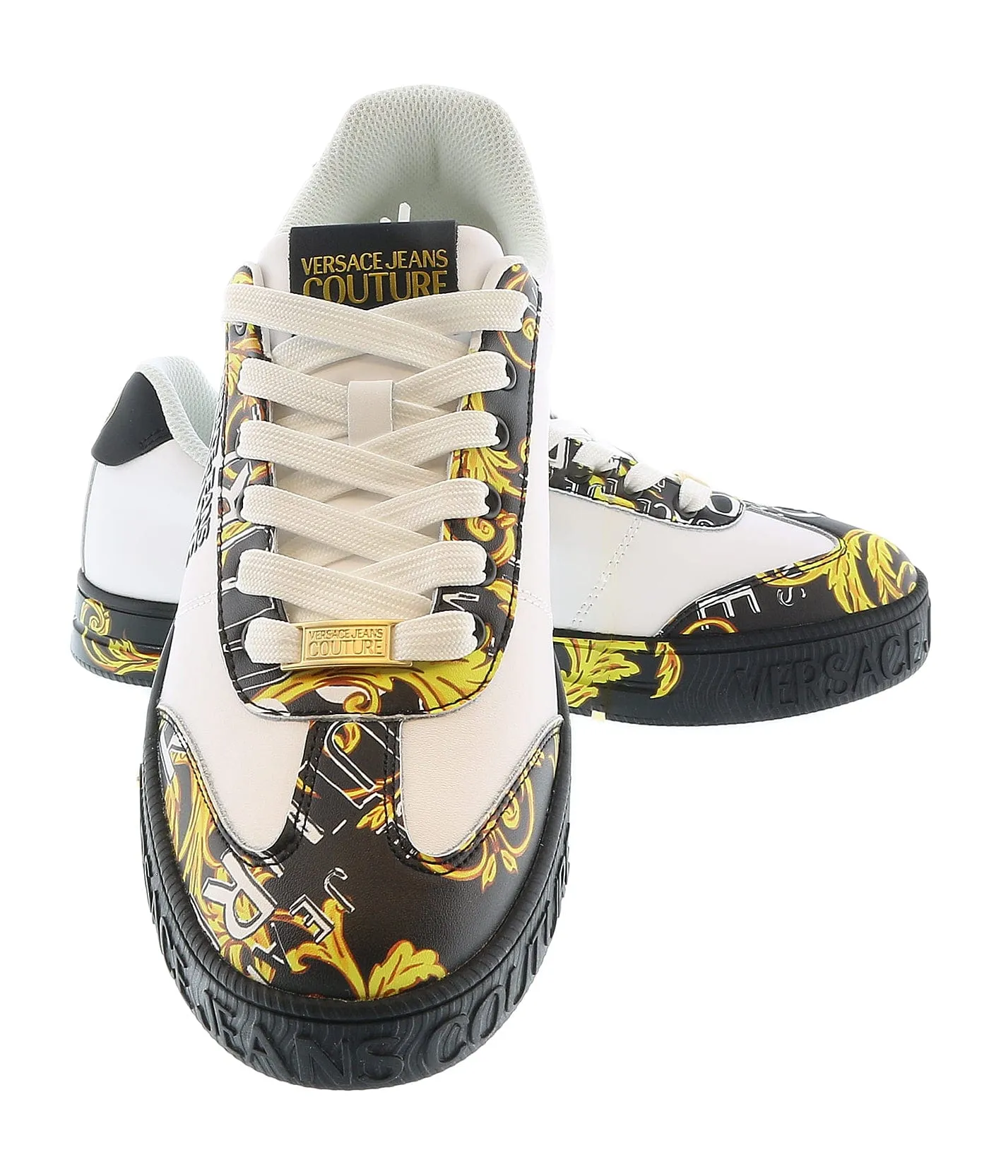 Versace Jeans Couture White Gold Signature Sole Fashion Everyday Sneakers-