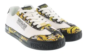 Versace Jeans Couture White Gold Signature Sole Fashion Everyday Sneakers-
