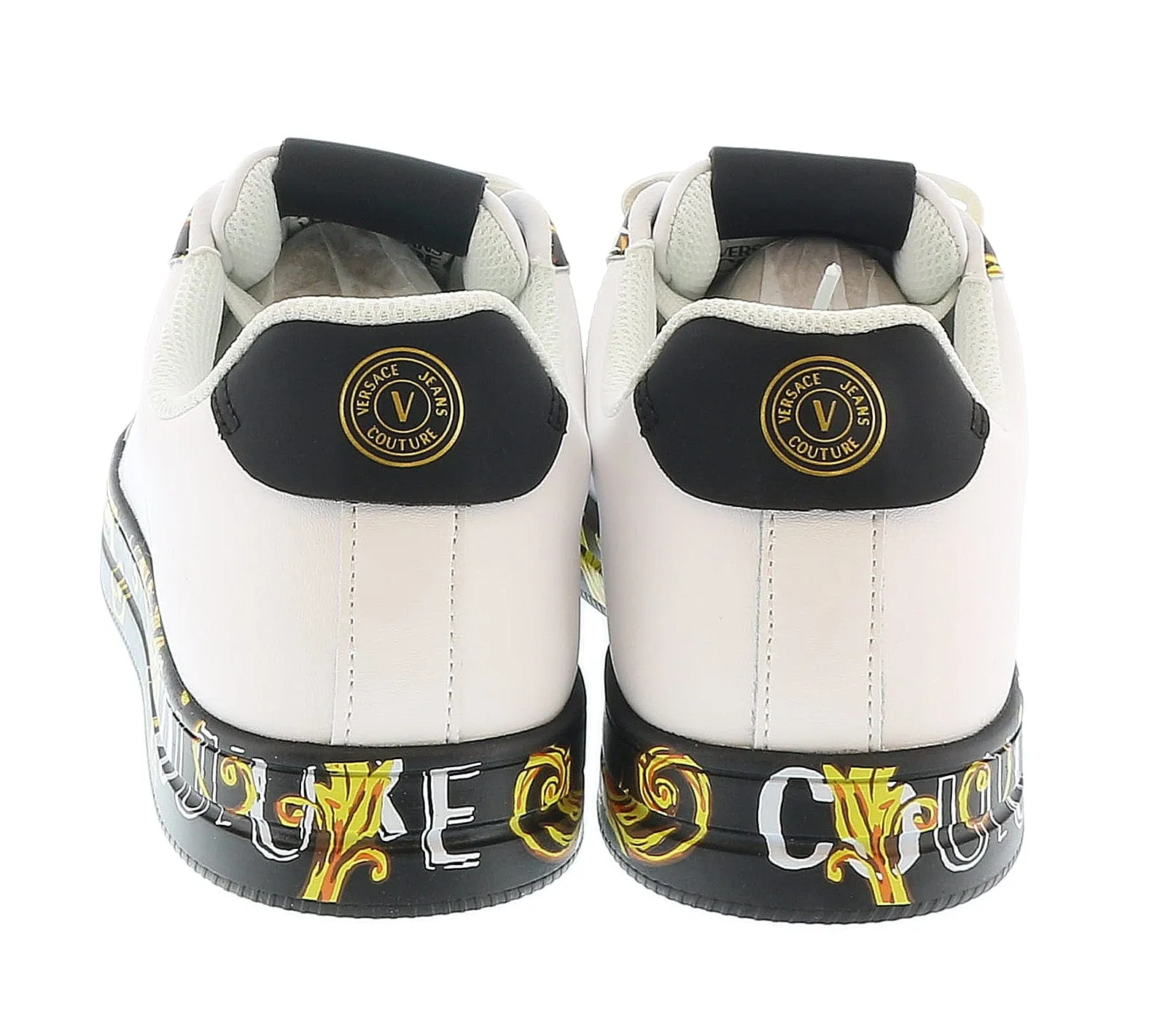 Versace Jeans Couture White Gold Signature Sole Fashion Everyday Sneakers-